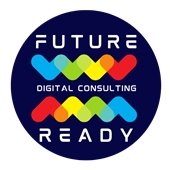 future ready digital consulting logo that is blue and round