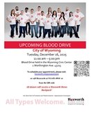 hoxworth blood drive ad with people standing with white shirts on