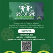 kindervelt ad with pickleball tournament info and a QR code