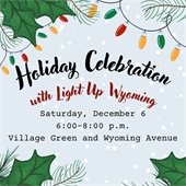 holiday celebration ad with holly and lights